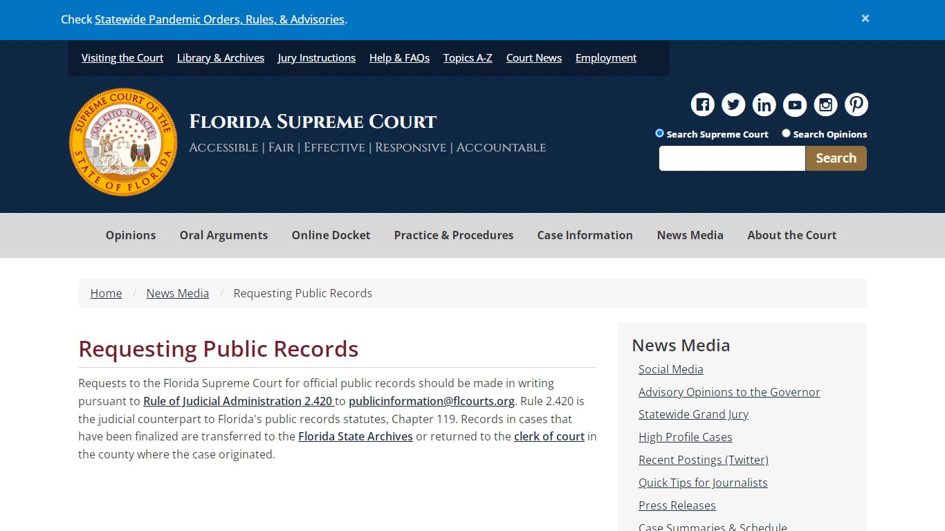 Requesting Public Records - Supreme Court